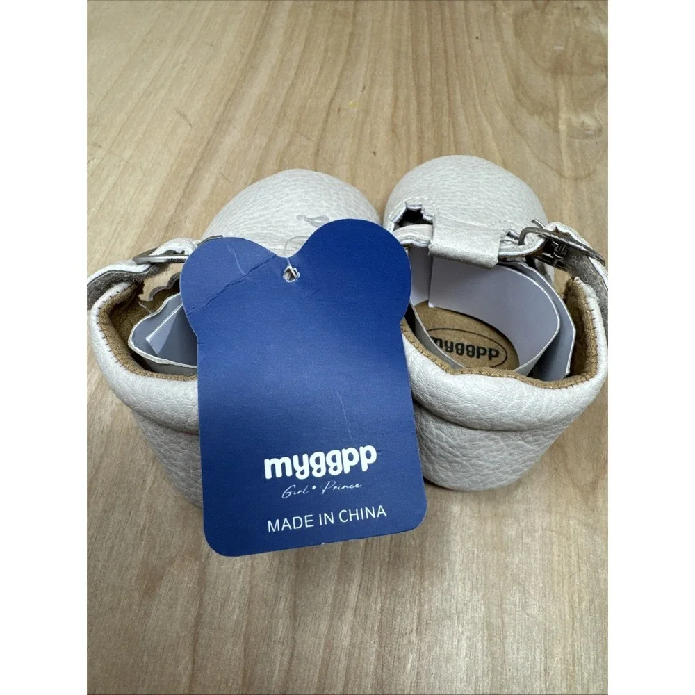 Myggpp Mary Jane Toddler Girls Slip On Shoes Sz 6-12 Mo Beige